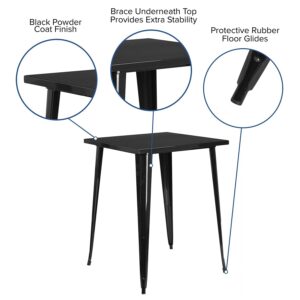 Flash Furniture Nolan Commercial Grade 31.5" Square Black Metal Indoor-Outdoor Bar Height Table