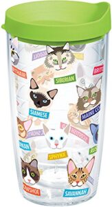 tervis flat art cats made in usa double walled insulated tumbler travel cup keeps drinks cold & hot, 16oz, clear