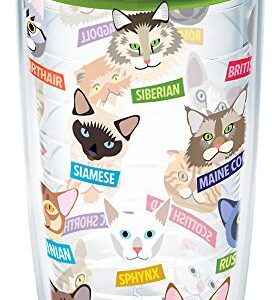 Tervis Flat Art Cats Made in USA Double Walled Insulated Tumbler Travel Cup Keeps Drinks Cold & Hot, 16oz, Clear