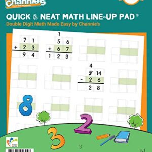 Channie’s Quick and Neat Math LineUp Workbook for 1st-3rd Grade Elementary School Students,Double Digit Math Made Easy, 80 Pages