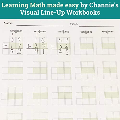 Channie’s Quick and Neat Math LineUp Workbook for 1st-3rd Grade Elementary School Students,Double Digit Math Made Easy, 80 Pages