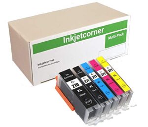 inkjetcorner compatible ink cartridges replacement for pgi-270 cli-271 pgi 270 xl cli 271 for use with mg5700 mg6800 ts5020 ts6020 (big black, small black, cyan, magenta, yellow, 5-pack)