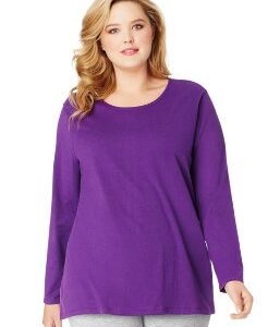 JUST MY SIZE womens Just My Size Women's Plus Size Long Sleeve Tee Shirt, Violet Splendor, 4X US