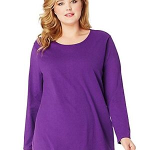 JUST MY SIZE womens Just My Size Women's Plus Size Long Sleeve Tee Shirt, Violet Splendor, 4X US