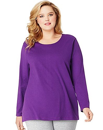 JUST MY SIZE womens Just My Size Women's Plus Size Long Sleeve Tee Shirt, Violet Splendor, 4X US