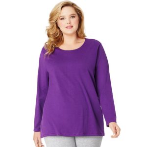 JUST MY SIZE womens Just My Size Women's Plus Size Long Sleeve Tee Shirt, Violet Splendor, 4X US