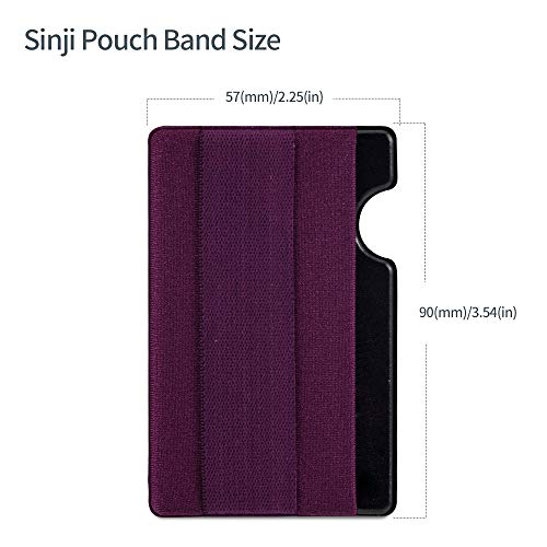 Sinjimoru Cell Phone Grip with Card Wallet, Phone Wallet Stick on Card Holder for Back of Phone, Slim Wallet with Elastic Phone Strap. Sinji Pouch Band Purple