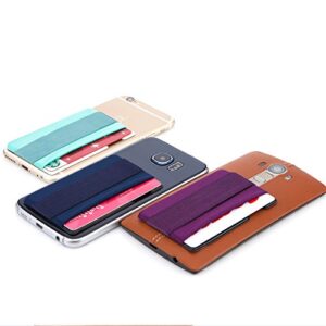 Sinjimoru Cell Phone Grip with Card Wallet, Phone Wallet Stick on Card Holder for Back of Phone, Slim Wallet with Elastic Phone Strap. Sinji Pouch Band Purple