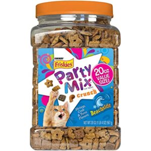 party mix crunch beachside cat treats 20 oz. canister,shrimp, crab and tuna flavors,new