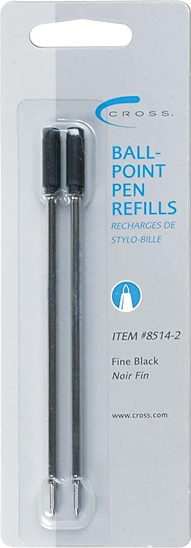 Cross 85142 Refills For Ballpoint Pens, Fine, Black Ink, 2/Pack