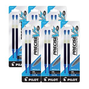 pilot precise v7 rt ink refill, 2-pack for retractable rolling ball pens, fine point, blue, pack of 6