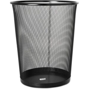 rolodex round mesh steel wastebasket, 4.5 gallon made of mesh,trash can,18qt, black