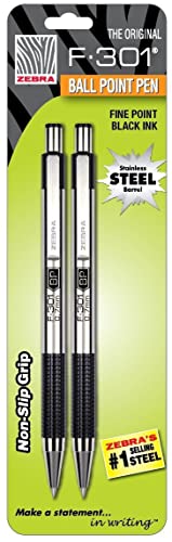 Zebra Pen BCA F-301 Stainless Steel Ballpoint Pens