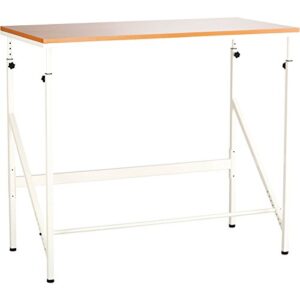 safco products 1956bh sit/stand bi-level desk, beech/white