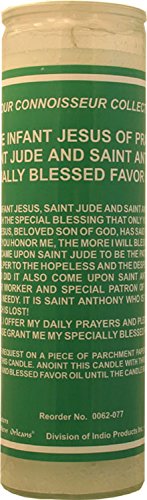 7 Sisters of New Orleans 7 Day Glass Dressed Candle Specially Blessed Favor Infant Jesus of Prague, St Jude & St Anthony - White