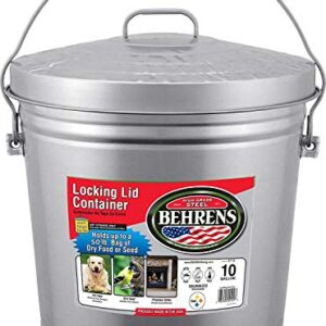 Behrens FBA High Grade 6110 10 Gal Silver Galvanized Steel Dry Storage Can W/Locking Lid