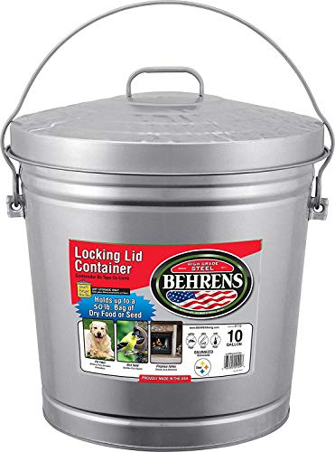 Behrens FBA High Grade 6110 10 Gal Silver Galvanized Steel Dry Storage Can W/Locking Lid