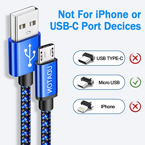 Micro USB Cable 10ft, Android Charger, USB C Cable, 3Pack Extra Long Kindle Fire Charger, udaton High Speed Nylon Braided Micro Fast Charging Cord for Samsung Galaxy S7 Kindle Fire 7 PS4 Xbox LG, Blue