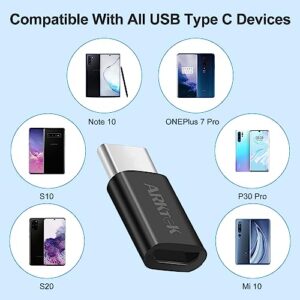 ARKTEK USB Type C Adapter, 4-Pack Micro USB Female to USB C Male Aluminum USB Type C Adapter Syncing Data Transfer and Charging Compatible with Samsung Galaxy S20 Note 10, and More (Black/White)