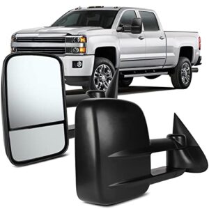 ocpty tow towing mirrors manual telescoping side door mirror for 1999-2007 silverado sierra (07 classic models), 2000-2006 suburban tahoe yukon xl yukon pair set black view mirror