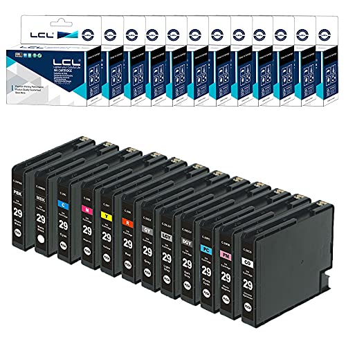 LCL Compatible Ink Cartridge Replacement for PGI-29 Pigment Pro-1 (12-Pack PBK MBK C M Y R GY LGY DGY PC PM CO)