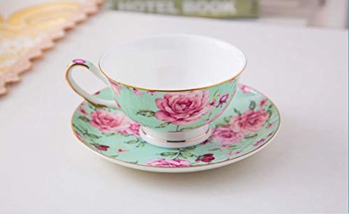 BTäT- Floral Tea Cups and Saucers, Set of 4 (7oz) with Gold Trim and Gift Box, Cappuccino Cups, Latte Cups, Tea Set for Adults, Porcelain Tea Cups, Tea Cups for Tea Party, Rose Teacups, China Tea Cups