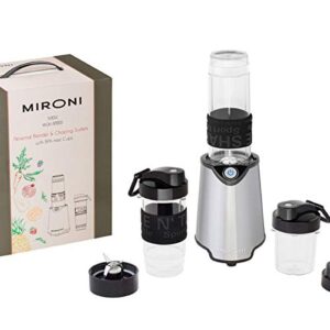 Mironi Personal Smoothie Blender 2-in-1 Single Serve Blender, Mini Bullet Blender 500W With 20 Ounce Tritan Sports Bottle and Grinder Cup for Juices, Shakes, Smoothies and More Stainless Steel