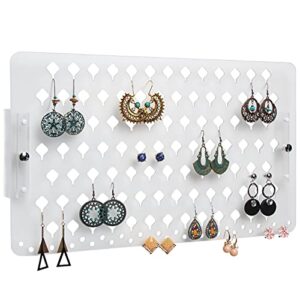 jackcube design wall mount earring jewelry holder organizer hanger storage rack display frosted acrylic with 94 holes(frosted, 15.7 x 9.4 x 0.9 inches) - mk201b