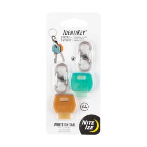 nite ize identikey covers + s-biner key clips, write-on universal key covers for quick key identification + attachment to key chain, multiple colors