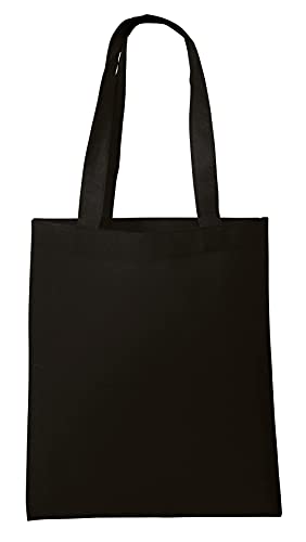 Reusable Eco Friendly Non Woven Carry-All Tote Bag Art Craft School Outdoor Activties (15, Black)