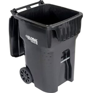 Global Industrial Mobile Heavy Duty Trash Container, 95 Gallon, Black