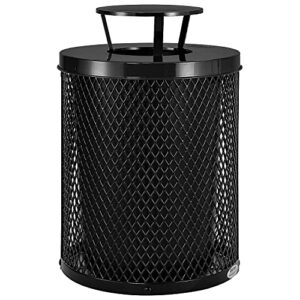 global industrial thermoplastic coated mesh receptacle w/rain bonnet lid, 36 gallon, black