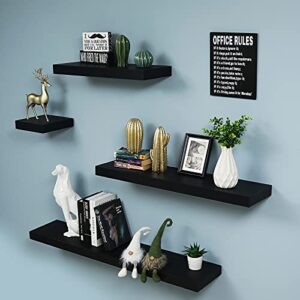 WELLAND 60 inch Black Mission Floating Shelves for Wall, Bathroom Wall Mount Shelves, Wood Modern Display Shelves, Book Shelves,for Bedroom,Living Room and Kitchen