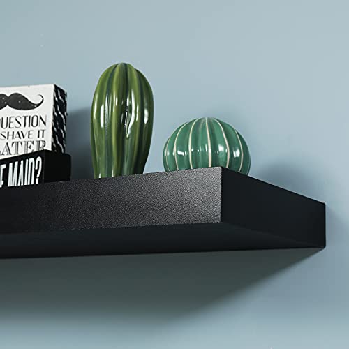 WELLAND 60 inch Black Mission Floating Shelves for Wall, Bathroom Wall Mount Shelves, Wood Modern Display Shelves, Book Shelves,for Bedroom,Living Room and Kitchen