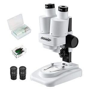 aomekie® microscope for kids students 20x 40x with 10pcs slides insect specimen stereo microscope for kids with wf eyepieces led light source portable stereoscope