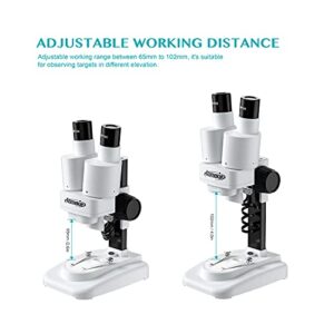 Aomekie® Microscope for Kids Students 20X 40X with 10Pcs Slides Insect Specimen Stereo Microscope for Kids with WF eyepieces LED Light Source Portable Stereoscope