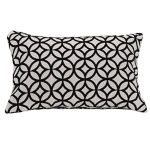 hiend accents augusta cut velvet lumbar pillow, 10x16 inch, black and white geometric design decorative throw accent pillow