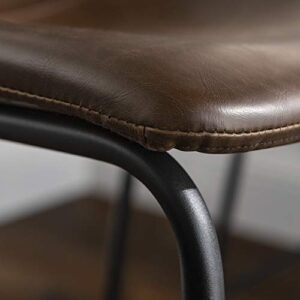 Walker Edison Douglas Urban Industrial Faux Leather Armless Bar Chairs, Set of 2, Brown