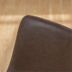 Walker Edison Douglas Urban Industrial Faux Leather Armless Dining Chairs, Set of 2, Brown