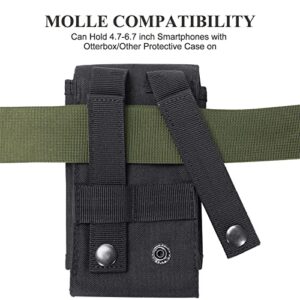 Universal Tactical MOLLE Holster Army Mobile Phone Belt Pouch EDC Security Pack Carry Accessory Kit Waist Bag Case Compatible iPhone 13 14 Pro X XS Max XR 7 8 Plus Samsung Galaxy S10 S9 S8 Plus