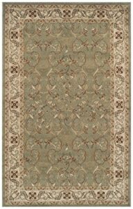 superior indoor area rug, jute backed rugs for bedroom, living/dining room, office, entryway, hallway, kitchen, traditional floral scroll floor decor, heritage collection, green, 4' x 6'