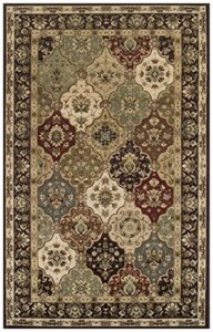 superior indoor area rug or runner, traditional floral classic floor decor for bedroom, entryway, hallway, office, living/dining, kitchen, jute backed rugs, palmyra collection, chocolate, 4' x 6'