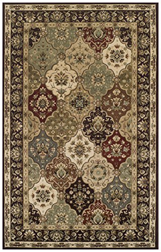 SUPERIOR Indoor Area Rug or Runner, Traditional Floral Classic Floor Decor for Bedroom, Entryway, Hallway, Office, Living/Dining, Kitchen, Jute Backed Rugs, Palmyra Collection, Chocolate, 4' x 6'