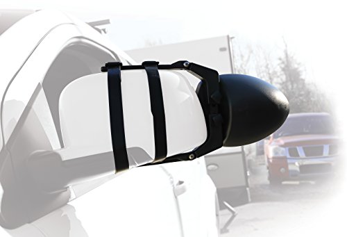 Camco Clamp-On Dual View Towing Mirror | Features 2 Independently Adjustable Mirrors and an Aerodynamic Design | Black (25653)