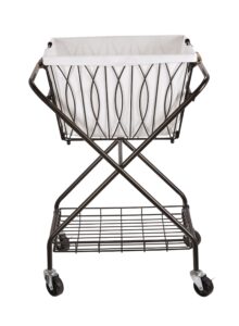 artesa verona collapsible metal laundry cart with removable basket & canvas bag, 20.5" l x 16.2" w x 13" h, antique black