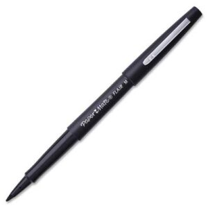 paper mate liquid flair porous point pen, black barrel/ink - lot of 12