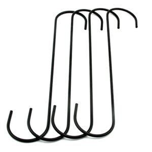 ruiling 4 - pack extra large 10"black antistatic coating steel hanging hooks s shaped heavy-duty s type hooks,best for kitchenware, pots, utensils, plants, wardrobe, gardening tools, clothes.