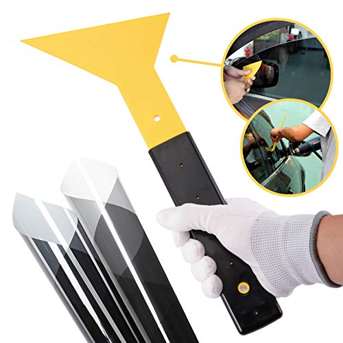 Ehdis 12.6x5 Inch Long Handle Scraper Plastic Water Car Squeegee with Black Rubber Grip Handle for All Types of Window Tint Film, Decals, Wrapping,Cleaning