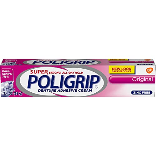 SUPER POLIGRIP Denture Adhesive Cream Original 2.40 oz (Pack of 4)