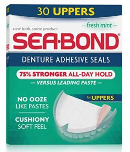 sea-bond denture adhesive seals uppers fresh mint, 30 each (pack of 3)